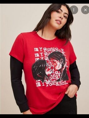 torrid Red & Black Layered Graphic Long Sleeve Tee